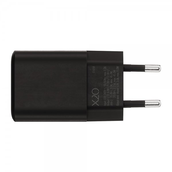 X2O Oplader 45W Dobbelt USB-C/USB-C GaN Sort