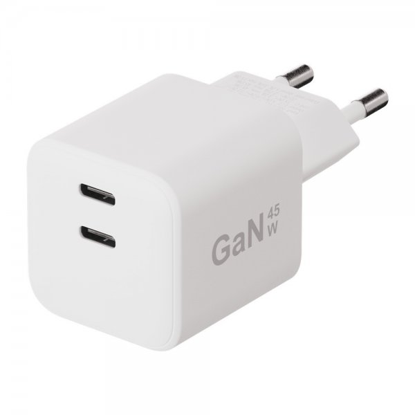 X2O Oplader 45W Dobbelt USB-C/USB-C GaN Hvid