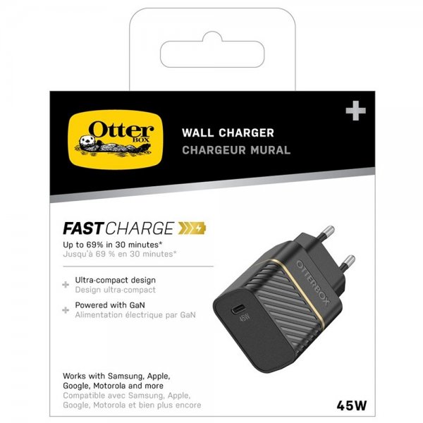 Otterbox Oplader 45W GaN USB-C Fast Charge Vægoplader Sort