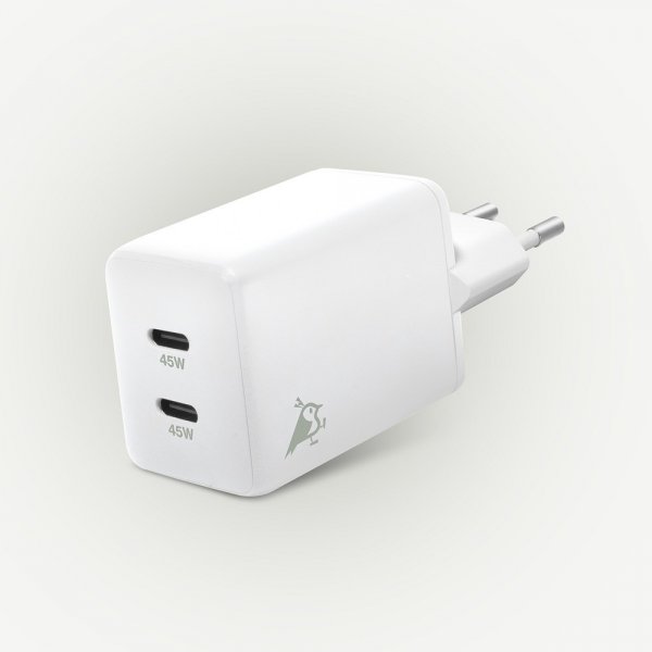 Aqiila Lader Chargebird W45 GaN 45W Hvid