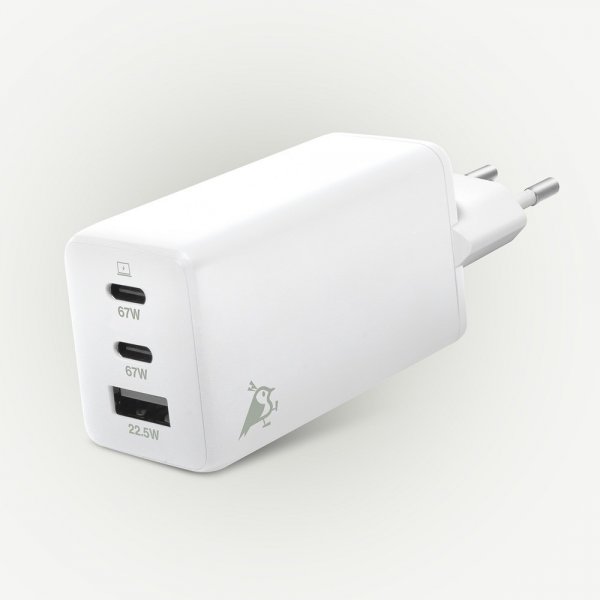 Aqiila Oplader Chargebird W65 GaN 67W Hvid