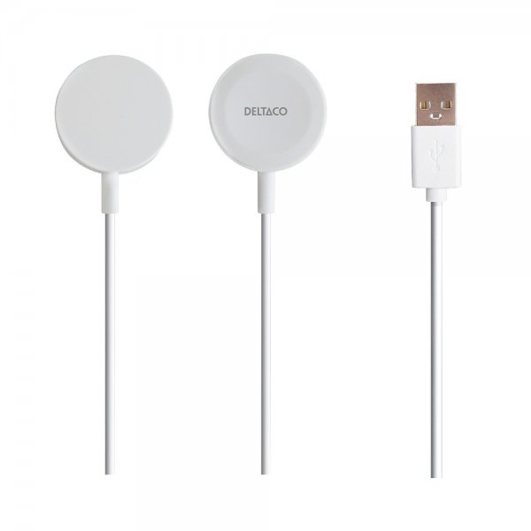 Deltaco Oplader til Apple Watch USB-A 1m Hvid