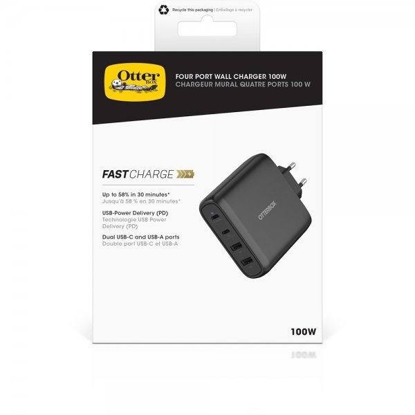 Otterbox Oplader Fire Port Vægoplader 100W GaN Sort