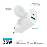 Fixed Oplader GaN 33W Apple Watch/USB-C/USB-A