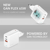 4smarts Oplader GaN Flex 65W 2 USB-C+1 USB-A
