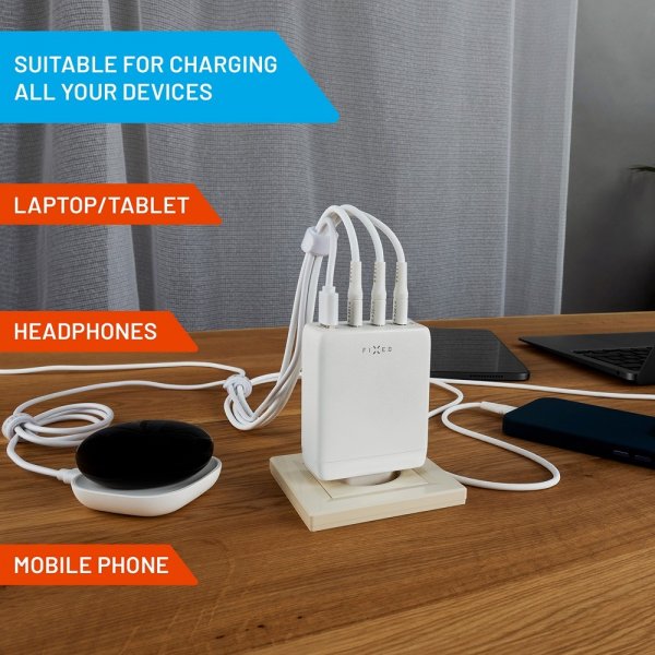 Fixed Oplader GaN100 3xUSB-C & 1xUSB-A