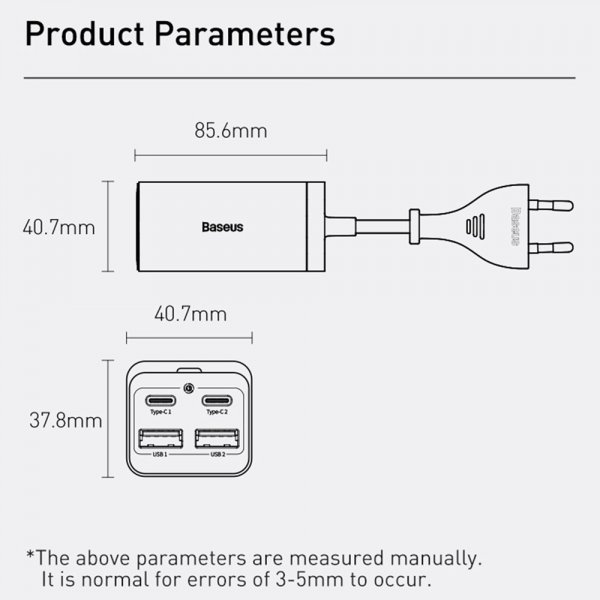 Baseus oplader GaN3 Pro Desktop Fast Charger 100W