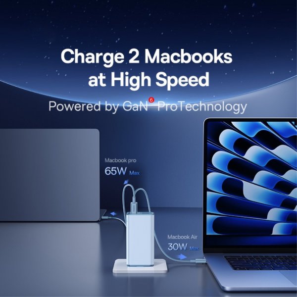 Baseus Oplader GaN6 Pro Fast Charger 100W Galaxy Blue