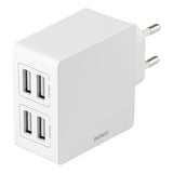 Deltaco Oplader med 4 USB-A-udtag 24W Hvid