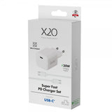 X2O Oplader med Kabel 1.2m 20W USB-C GaN Hvid