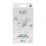 X2O Oplader med Kabel 1.2m 25W USB-C GaN Hvid