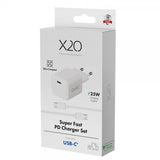 X2O Oplader med Kabel 1.2m 25W USB-C GaN Hvid