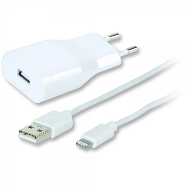 Vivanco Oplader med Lightning Kabel 1.2 meter 2.4A Hvid
