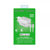 Celly Oplader med Lightning-kabel TC1C20WLIGHT 20W Hvid