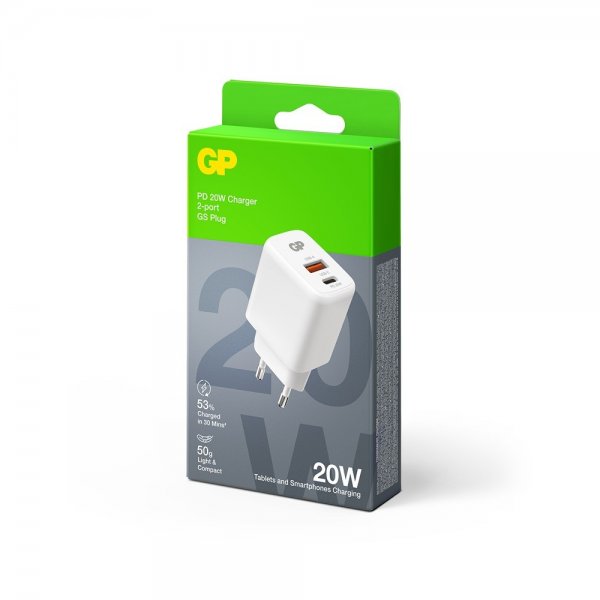 GP Oplader PD 20W USB-A + USB-C