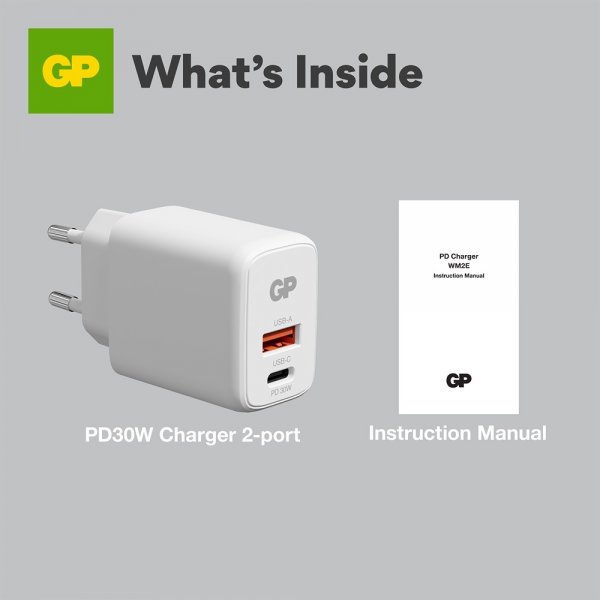 GP Oplader PD 30W USB-A + USB-C