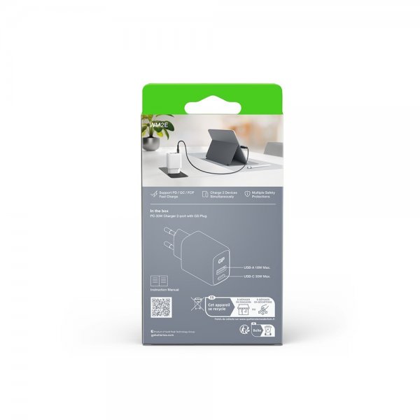 GP Oplader PD 30W USB-A + USB-C