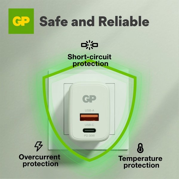GP Oplader PD 30W USB-A + USB-C