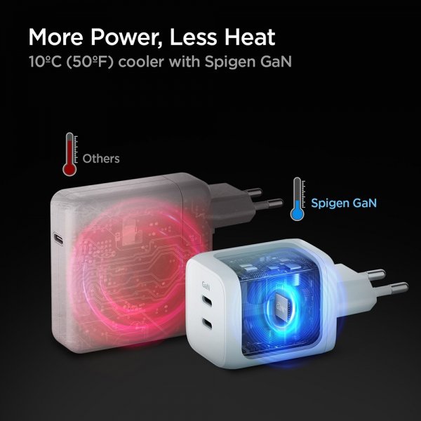 Spigen Oplader PowerArc ArcStation Pro GaN Dual Port 65W Hvid