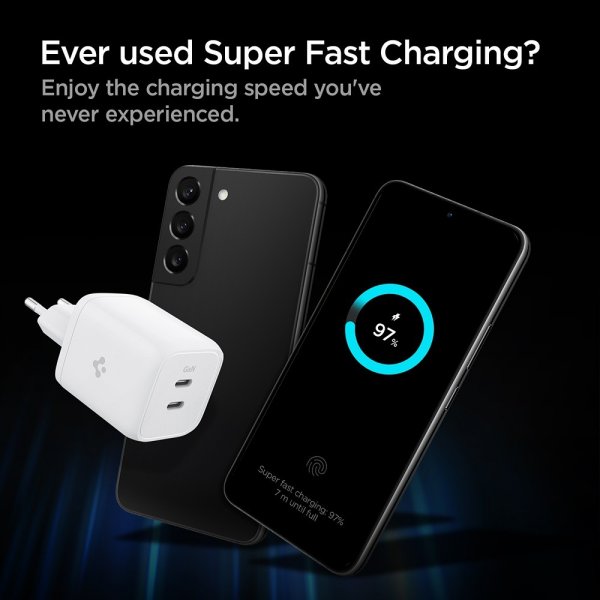 Spigen Oplader PowerArc ArcStation Pro GaN Dual Port 65W Hvid