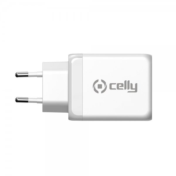 Celly Oplader TC3GAN65W 2xUSB-C/USB-A GaN 65W Hvid
