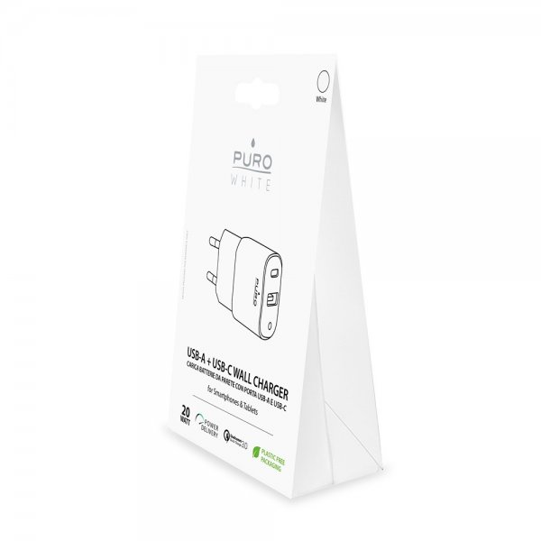 Puro Oplader USB-A + USB-C Vægoplader 20W