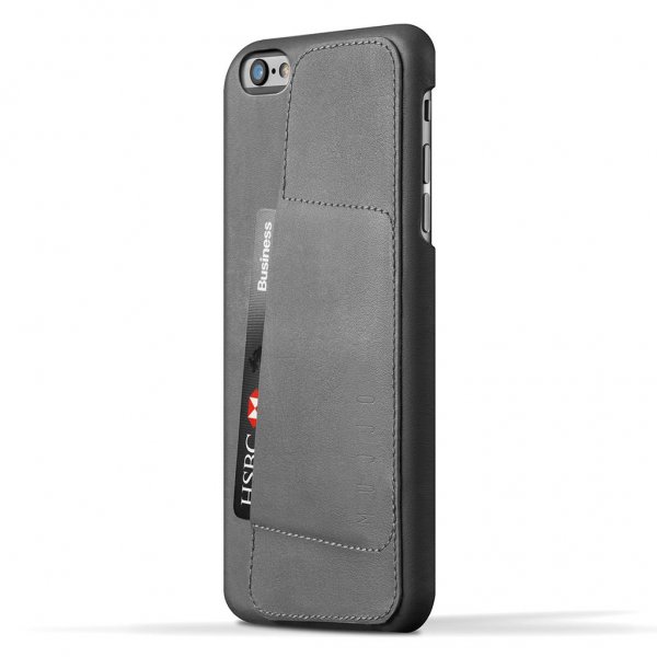 Mujjo iPhone 6/6S Plus Cover Full Leather Wallet Case Grå