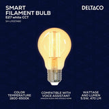 Deltaco Smart Home LED-pære Filament E27 WiFi A60 5.5W