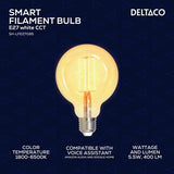 Deltaco Smart Home LED-pære Filament E27 WiFi G95 5.5W