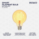 Deltaco Smart Home LED-pære Filament E27 WiFi G95 5.5W