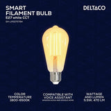 Deltaco Smart Home LED-pære Filament E27 WiFi ST64 5.5W