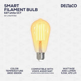 Deltaco Smart Home LED-pære Filament E27 WiFi ST64 5.5W