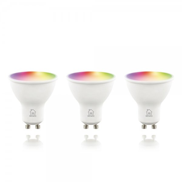 Deltaco Smart Home LED-pære GU10 WiFi 5W RGB 3-pak