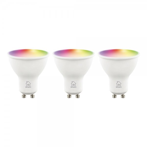 Deltaco Smart Home LED-lamper GU10 RGB WiFi 4.7W 3-pak