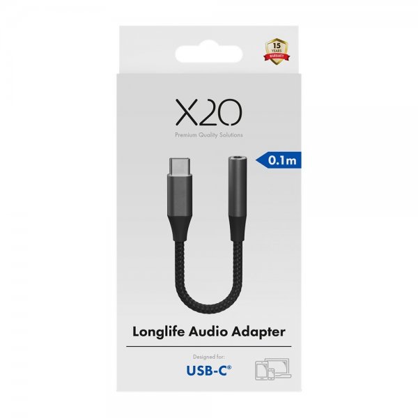 X2O Lydadapter USB-C til 3.5mm AUX 0.1m Sort