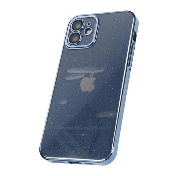 iPhone 12 Cover Glitter Transparent Stødsikkert Blå