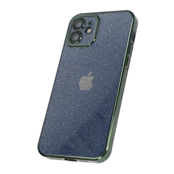 iPhone 12 Cover Glitter Gennemsigtig Stødsikker Grøn