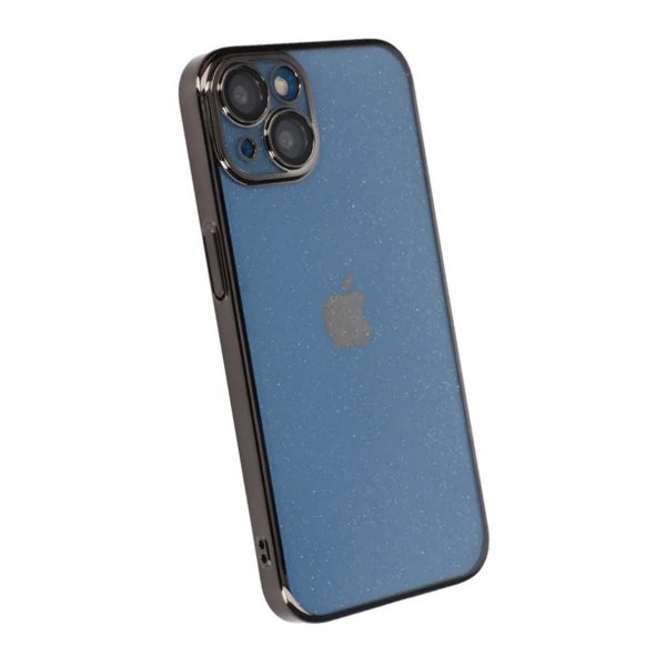 iPhone 13 Cover Glitter Transparent Stødsikkert Sort