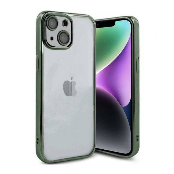 iPhone 14 Cover Glitter Transparent Stødsikkert Grøn