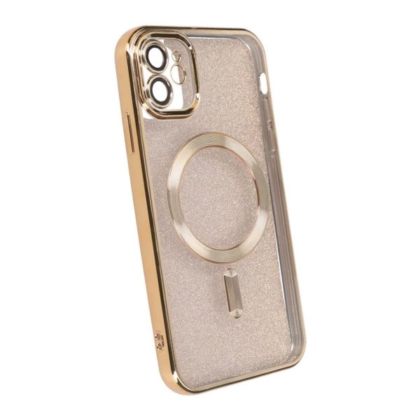iPhone 11 Cover Glitter Transparent MagSafe Guld