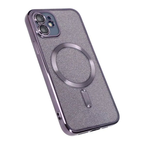 iPhone 11 Cover Glitter Transparent MagSafe Lilla