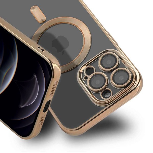 iPhone 12 Pro Max Cover Glitter Gennemsigtigt MagSafe Guld