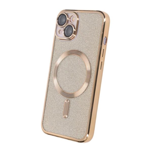 iPhone 13 Cover Glitter Transparent MagSafe Guld
