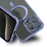 iPhone 15 Pro Max Cover Glitter Gennemsigtig MagSafe Lyseblå