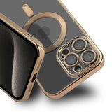 iPhone 15 Pro Max Cover Glitter Gennemsigtig MagSafe Guld