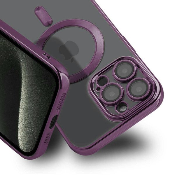 iPhone 15 Pro Max Cover Glitter Gennemsigtig MagSafe Lilla