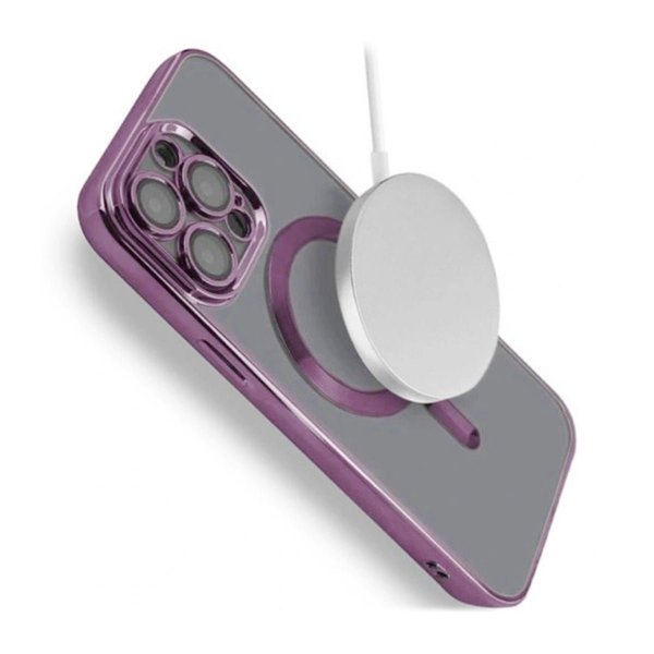 iPhone 15 Pro Max Cover Glitter Gennemsigtig MagSafe Lilla