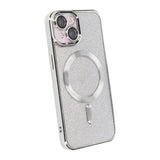 iPhone 15 Cover Glitter Gennemsigtigt MagSafe Sølv