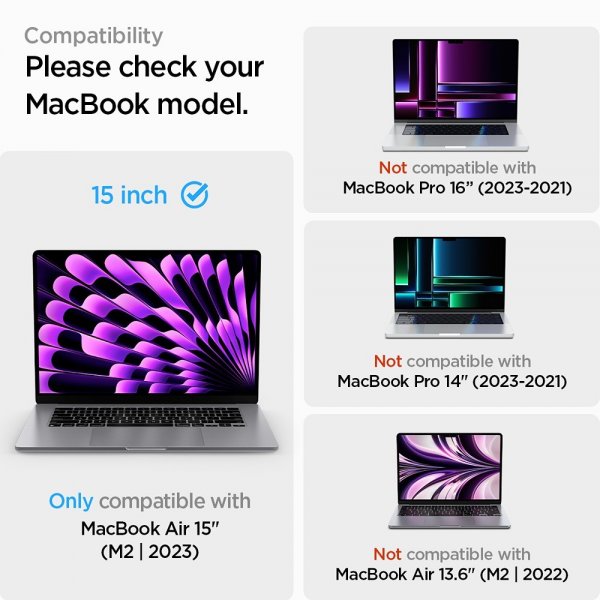 Spigen MacBook Air 15 M2 (A2941)/M3 (A3114) Skærmbeskytter GLAS.tR Slim