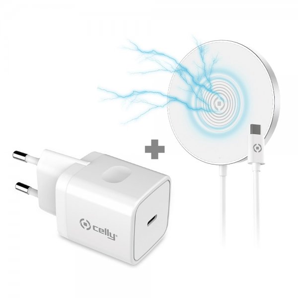 Celly Kit Vægoplader+Magnetisk Trådløs Oplader MagSafe